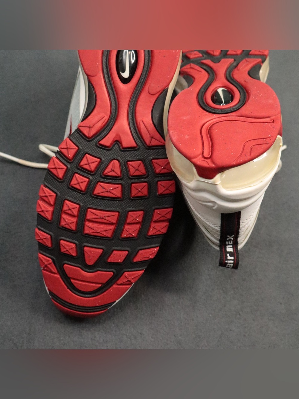 Nike Air Max 97 White Bullet Sneakers 921522-111 Mens 7Y Womens 8.5 EUR 40 Red - Picture 11 of 12